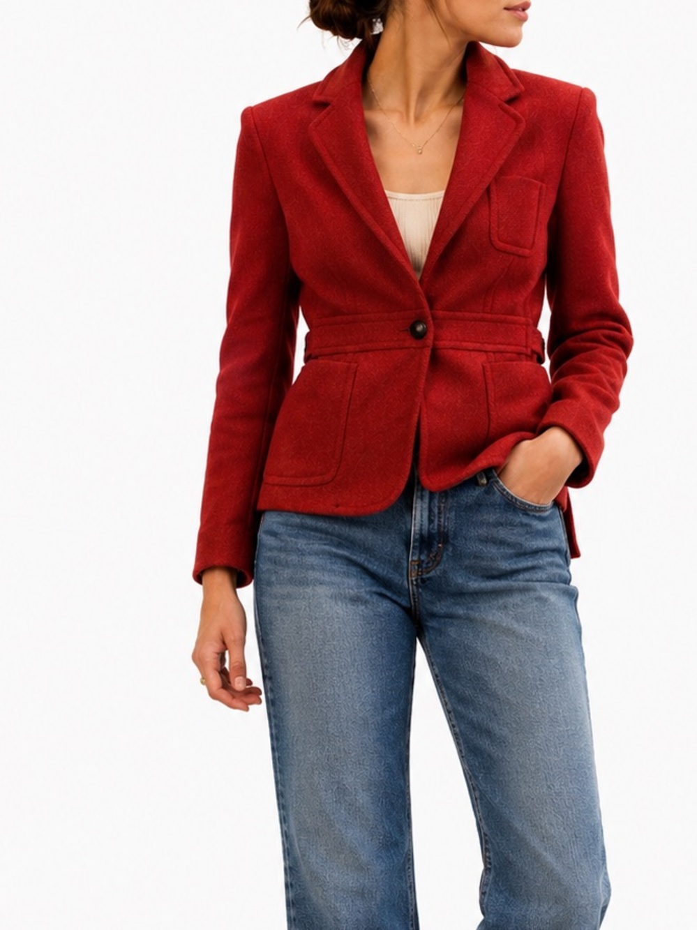J.Crew Robert Noble Scottish Wool Red Herringbone Heritage Blazer Size 4